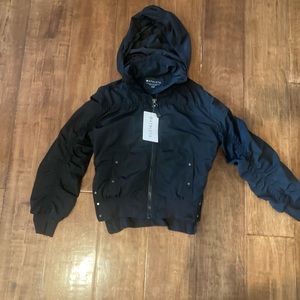 Athleta BRAND NEW Point Reyes Black Bomber Jacket w hoodie